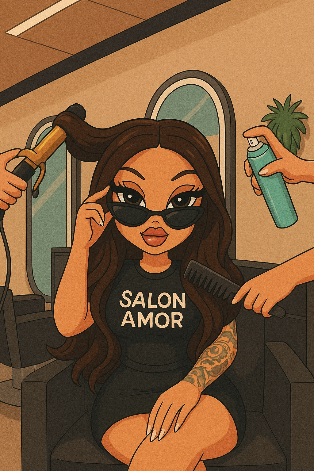 Salon Amor brand illustration